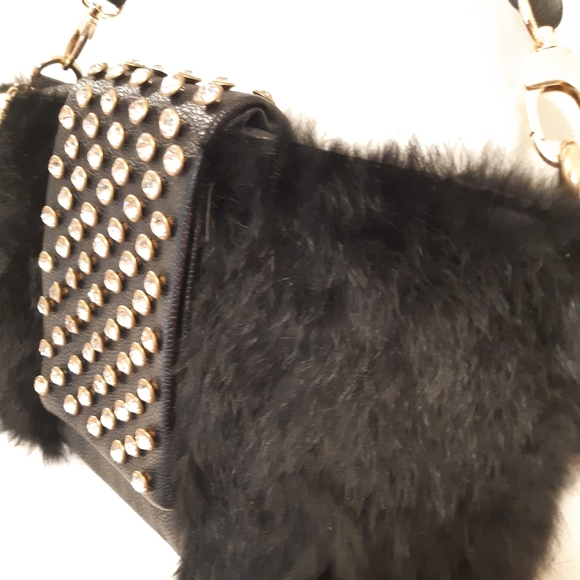 Fabulous Blinged out Fur Party Night Bag - Picture 5 of 7